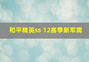 和平精英ss 12赛季新军需